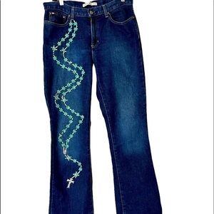 Womens Tommy Hilfiger Beaded Jeans Size 8 Blue